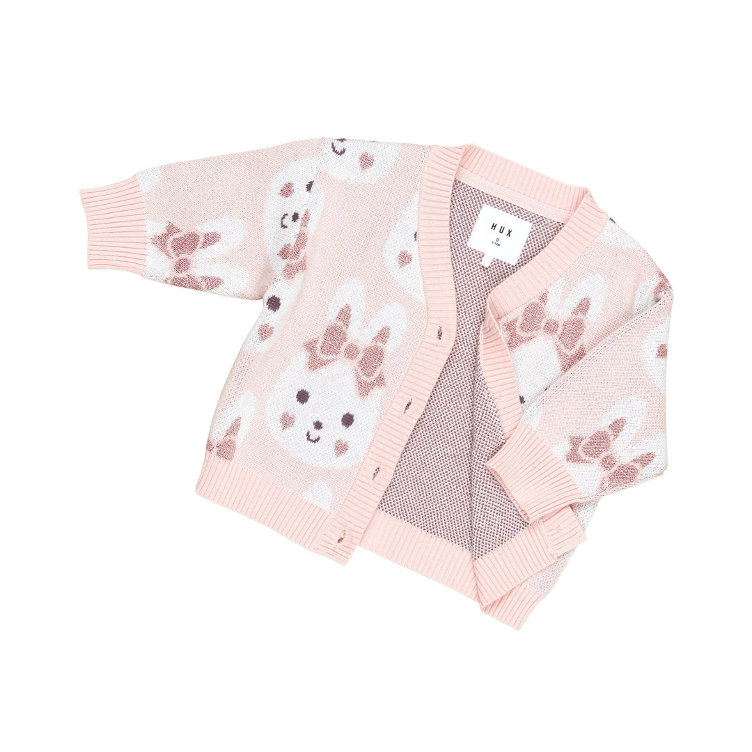 Huxbaby Bunny Love Boxy Cardi - Dusty Pink