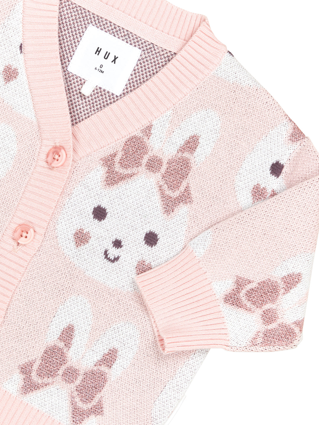 Huxbaby Bunny Love Boxy Cardi - Dusty Pink