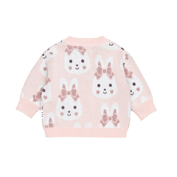 Huxbaby Bunny Love Boxy Cardi - Dusty Pink