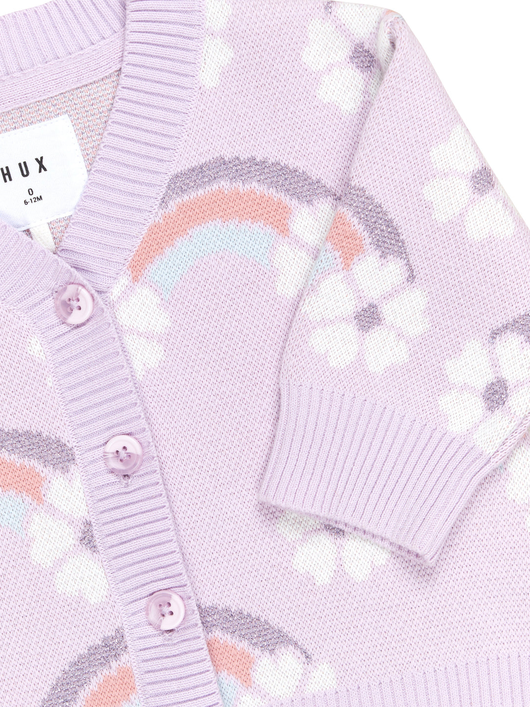 Huxbaby Flowerbow Boxy Cardi - Bright Orchid