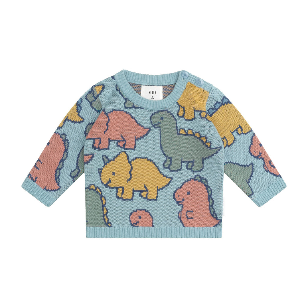 Dino Huxbaby Knit Jumper Huxbaby Dino Play Knit Jumper Marine Blue