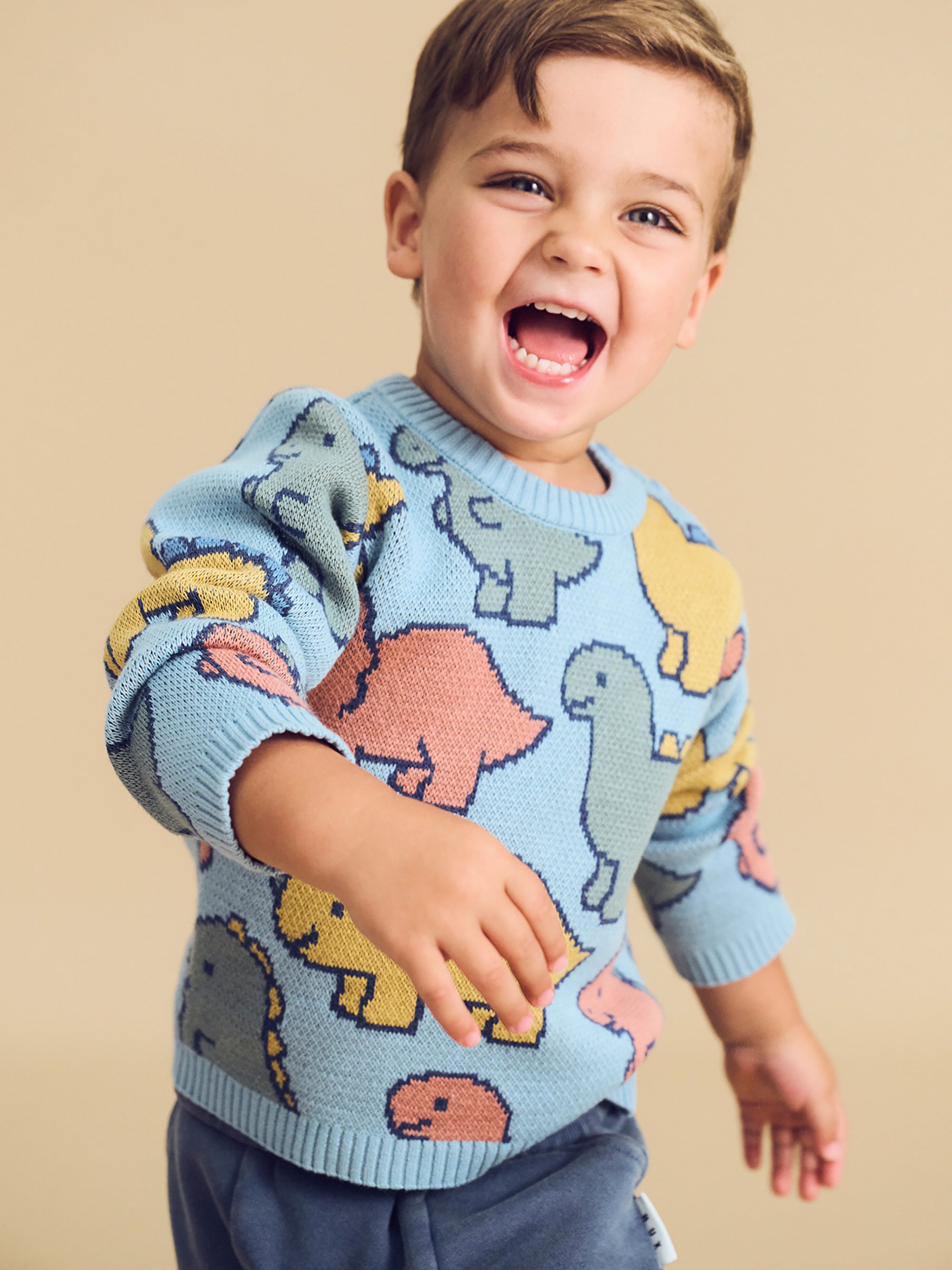 Dino Play Knit Jumper - Marine Blue