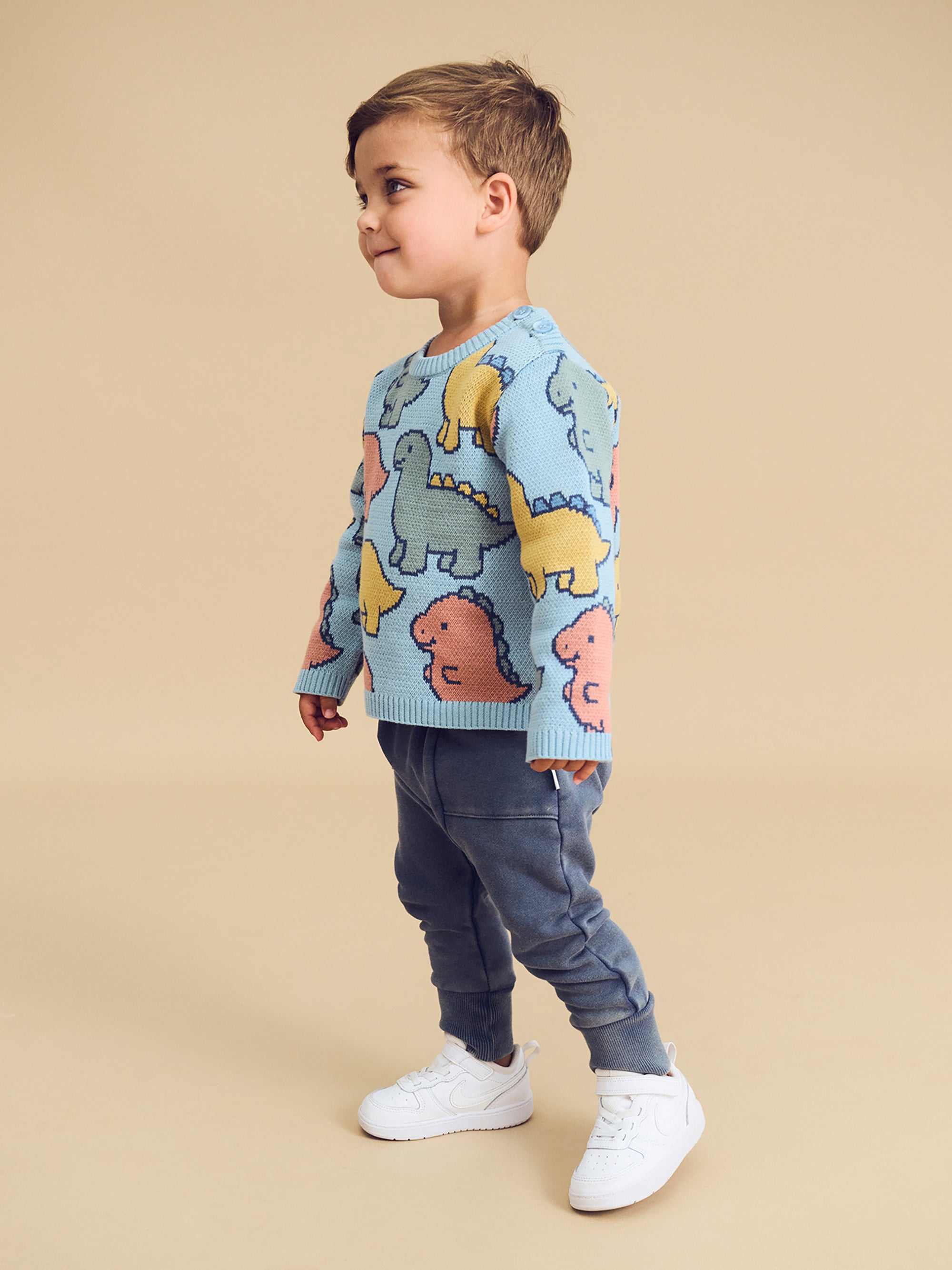 Dino Play Knit Jumper - Marine Blue