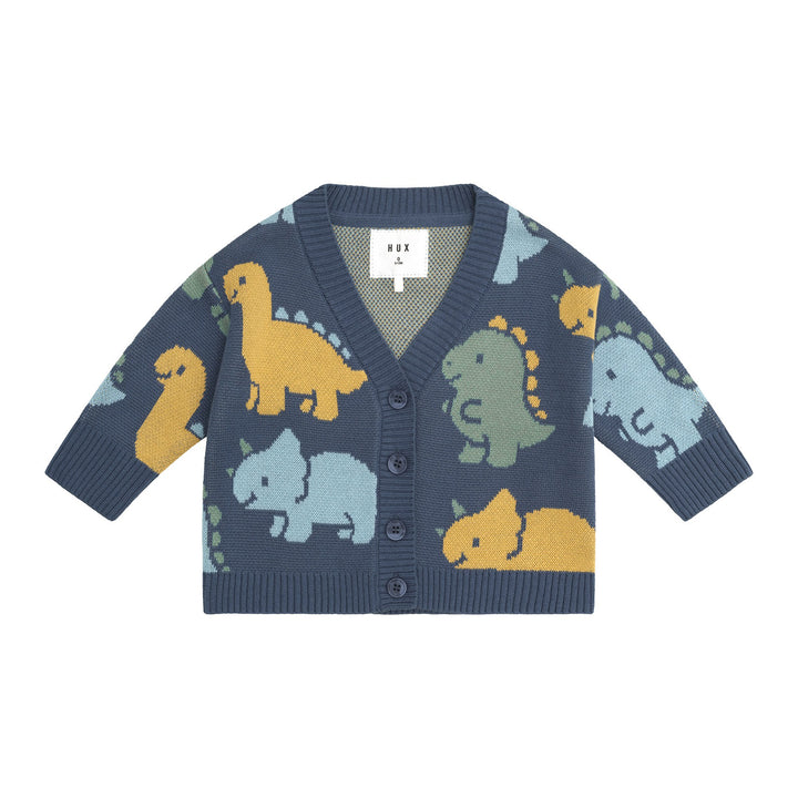 Huxbaby Dino Play Boxy Cardi - Navy