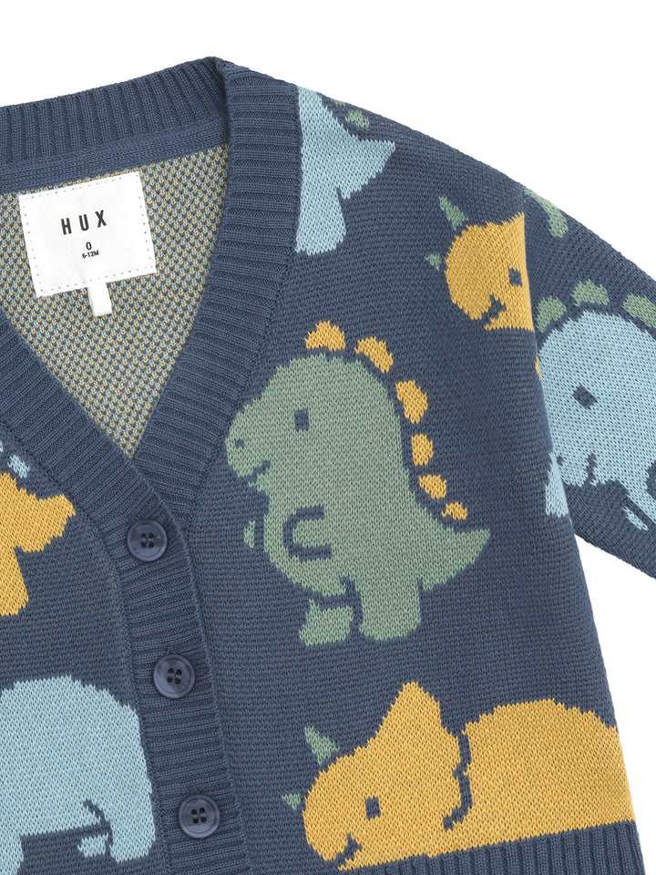 Huxbaby Dino Play Boxy Cardi - Navy