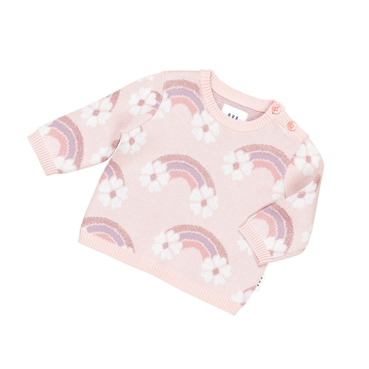 Huxbaby Flowerbow Knit Jumper - Pink Pearl