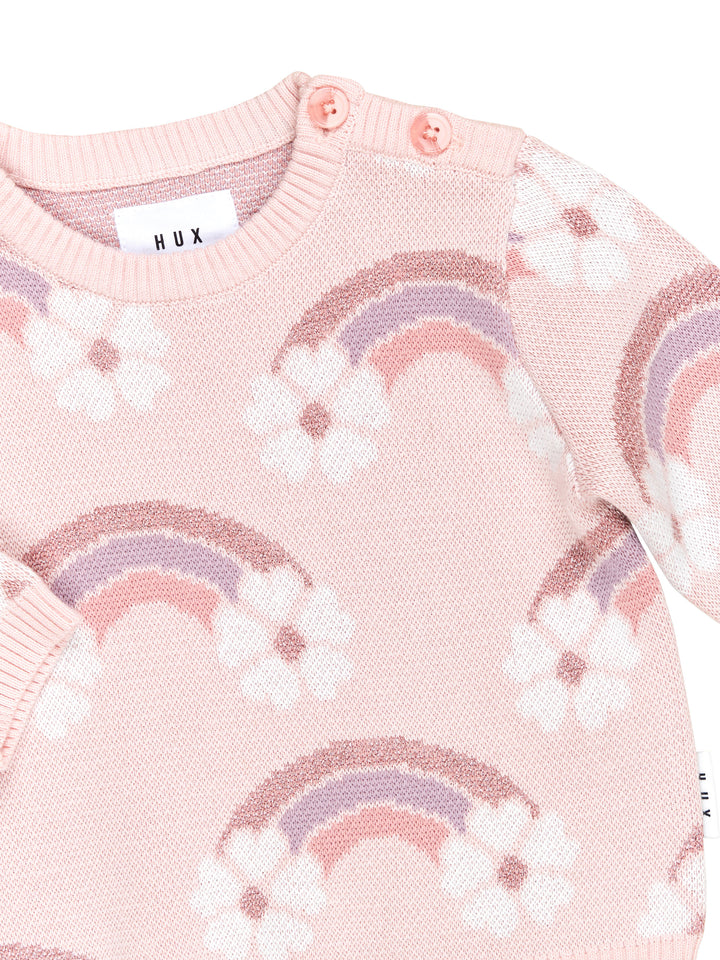 Huxbaby Flowerbow Knit Jumper - Pink Pearl