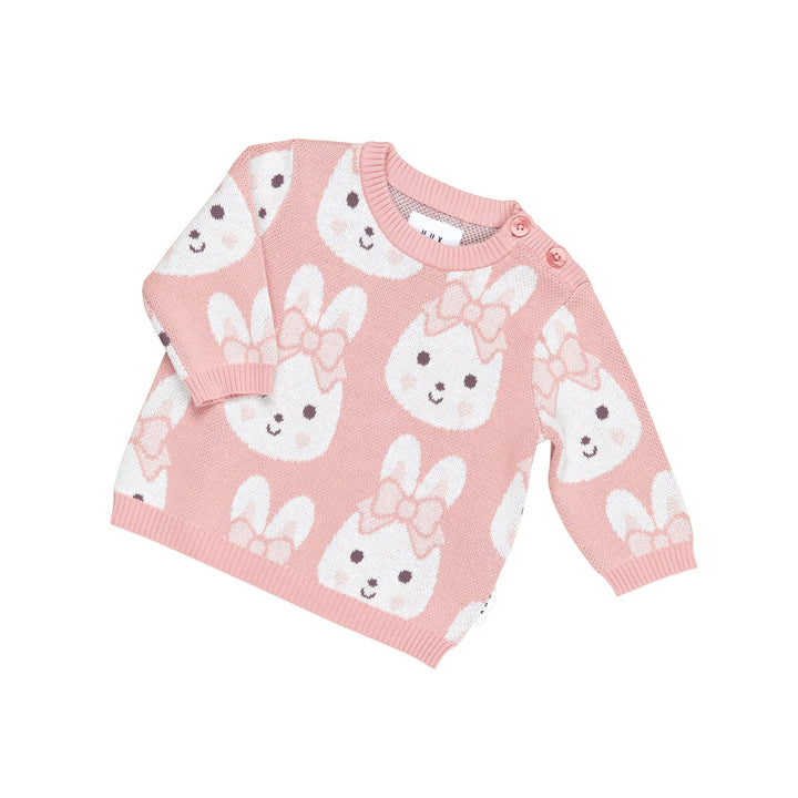 Huxbaby Bunny Love Knit Jumper - Dusty Pink