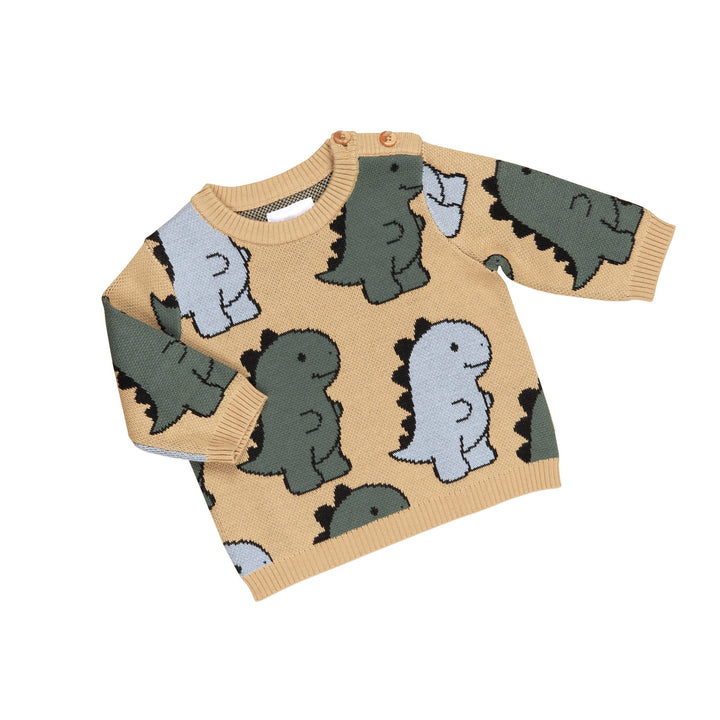 Huxbaby T-Rex Knit Jumper - Pebble