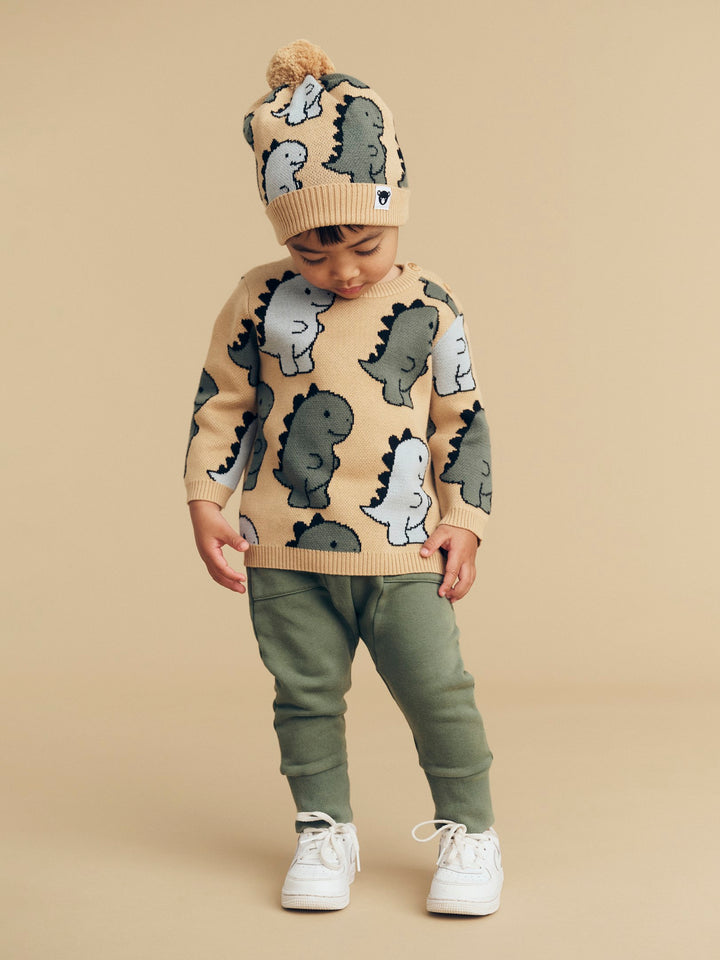 Huxbaby T-Rex Knit Jumper - Pebble