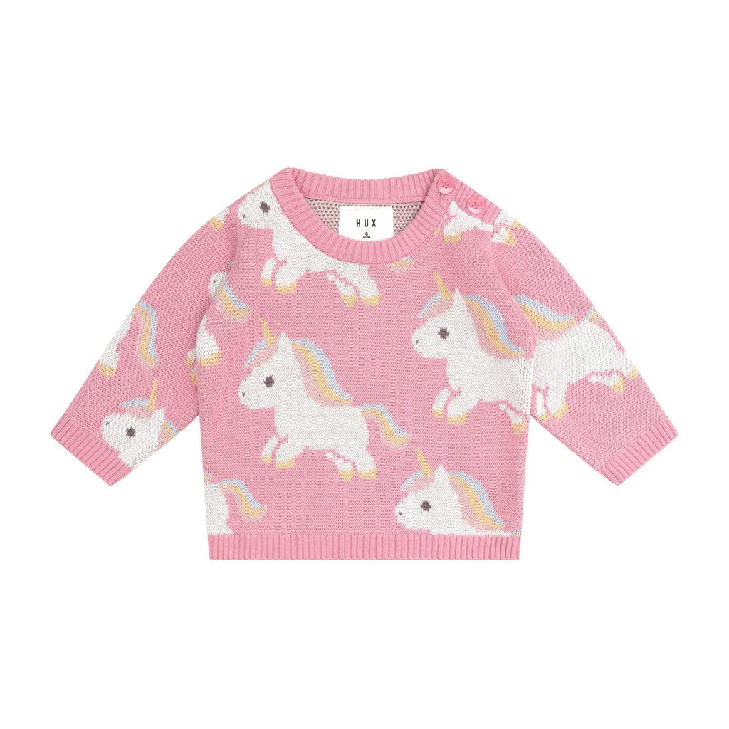 Huxbaby Unicorn Knit Jumper - Bubblegum
