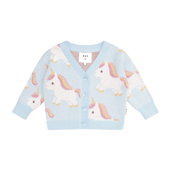 Huxbaby Unicorn Boxy Cardi Ice Water - Ice Water