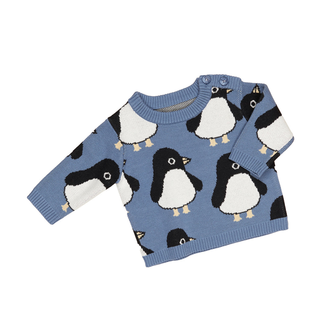 Huxbaby Penguin Knit Jumper - Summer Lake