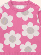 Huxbaby Raspberry Daisy Knit Jumper