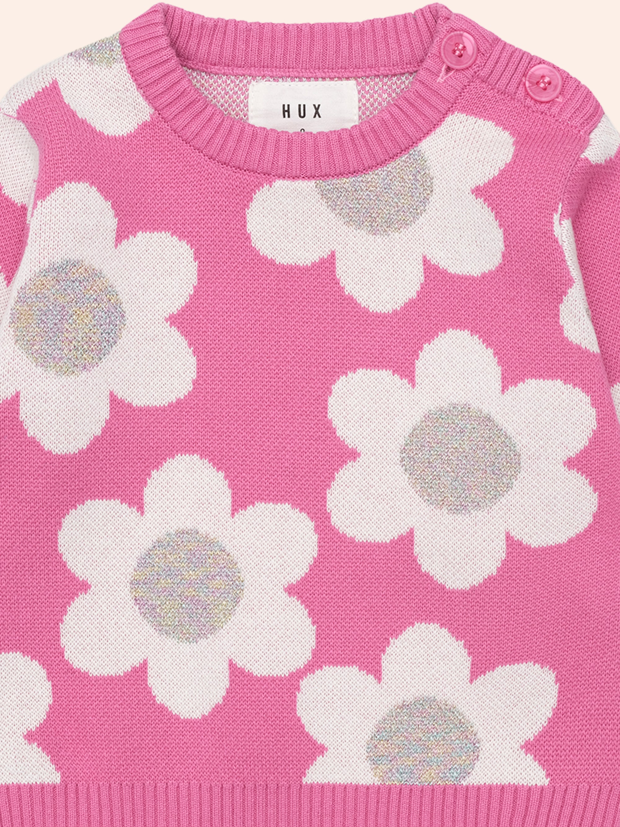 Huxbaby Raspberry Daisy Knit Jumper