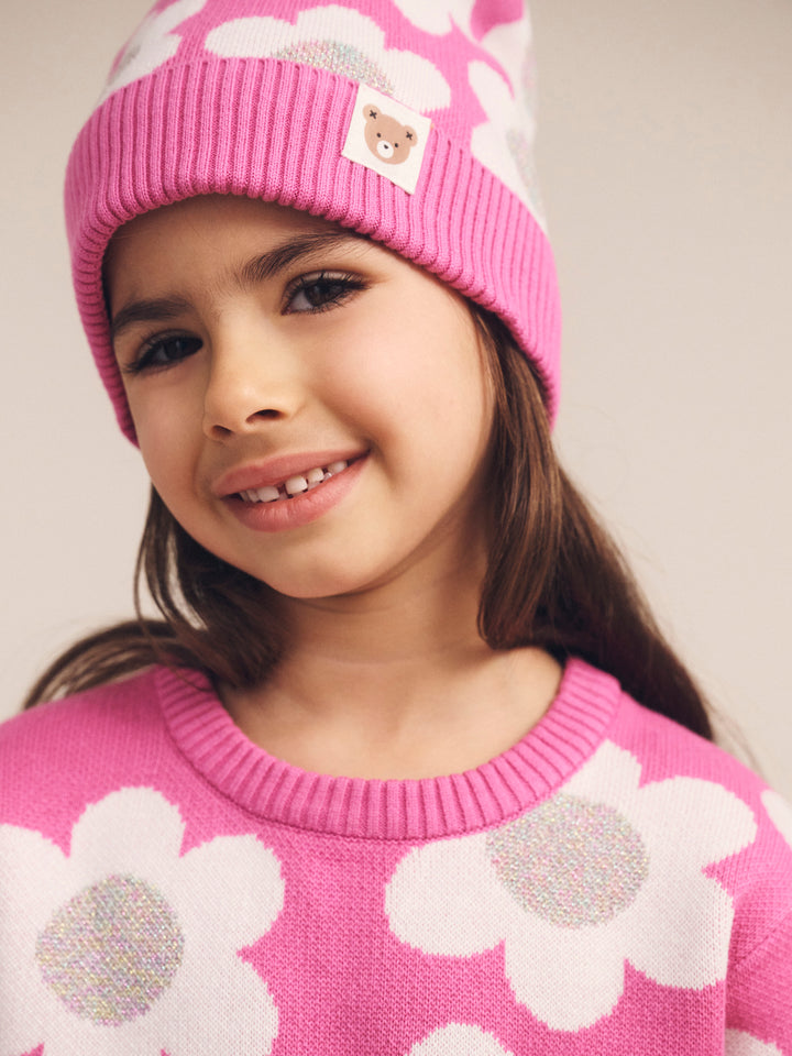 Huxbaby Raspberry Daisy Knit Jumper