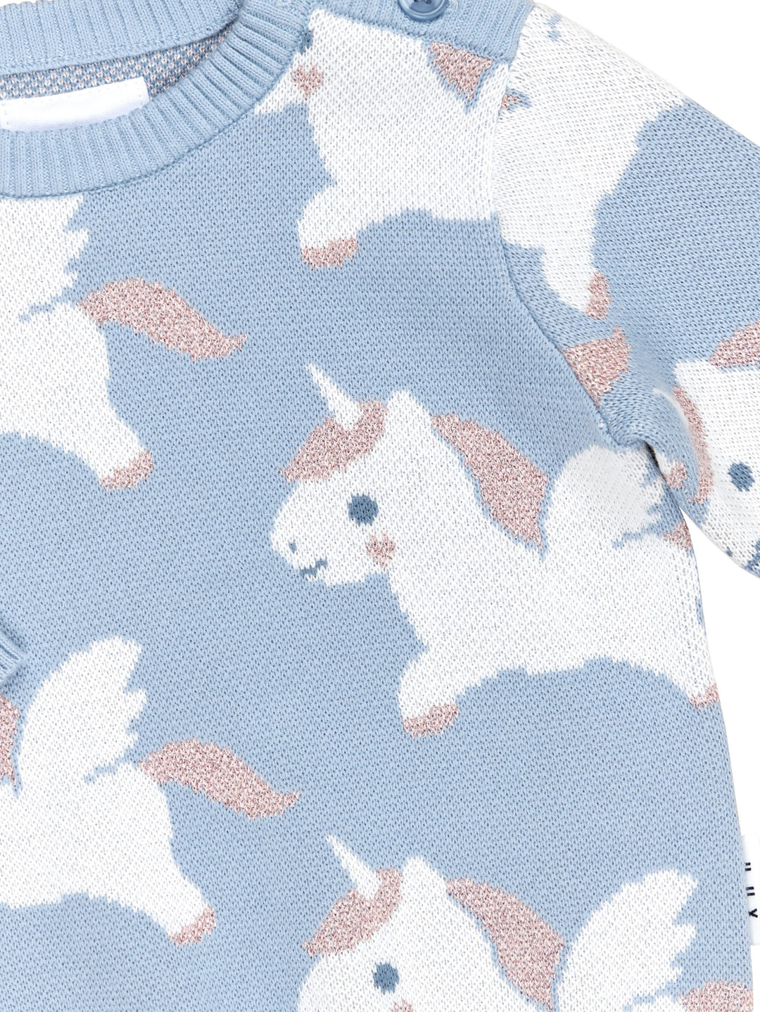 Huxbaby Magical Unicorn Knit Jumper - Dusty Blue