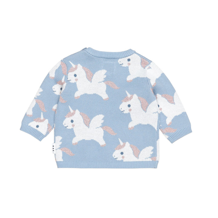 Huxbaby Magical Unicorn Knit Jumper - Dusty Blue