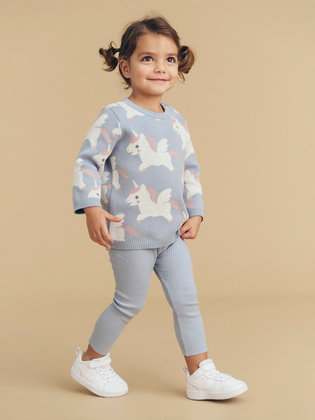 Huxbaby Magical Unicorn Knit Jumper - Dusty Blue