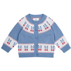 Folk Cherry Bow Cardi - Bijou Blue