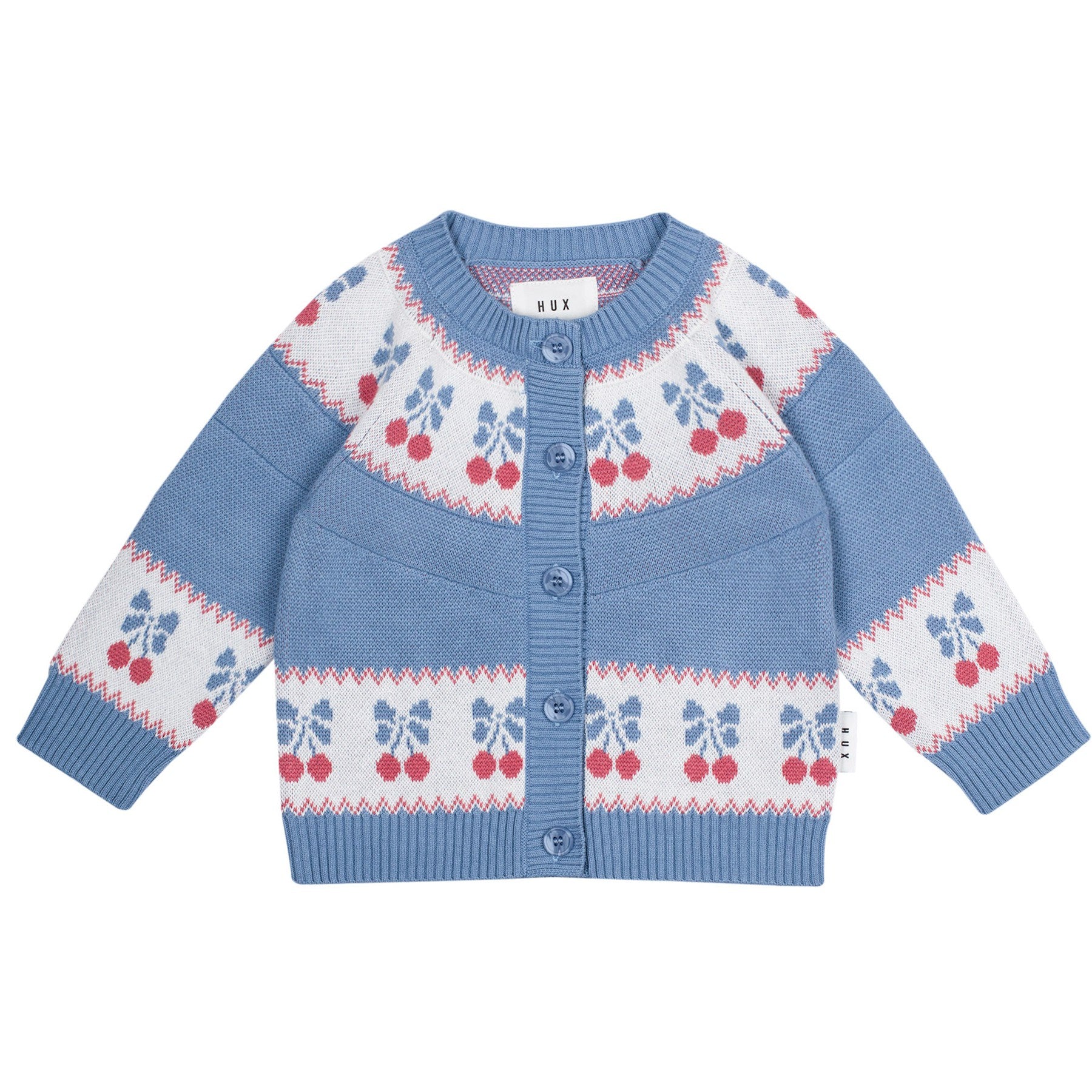 Folk Cherry Bow Cardi - Bijou Blue