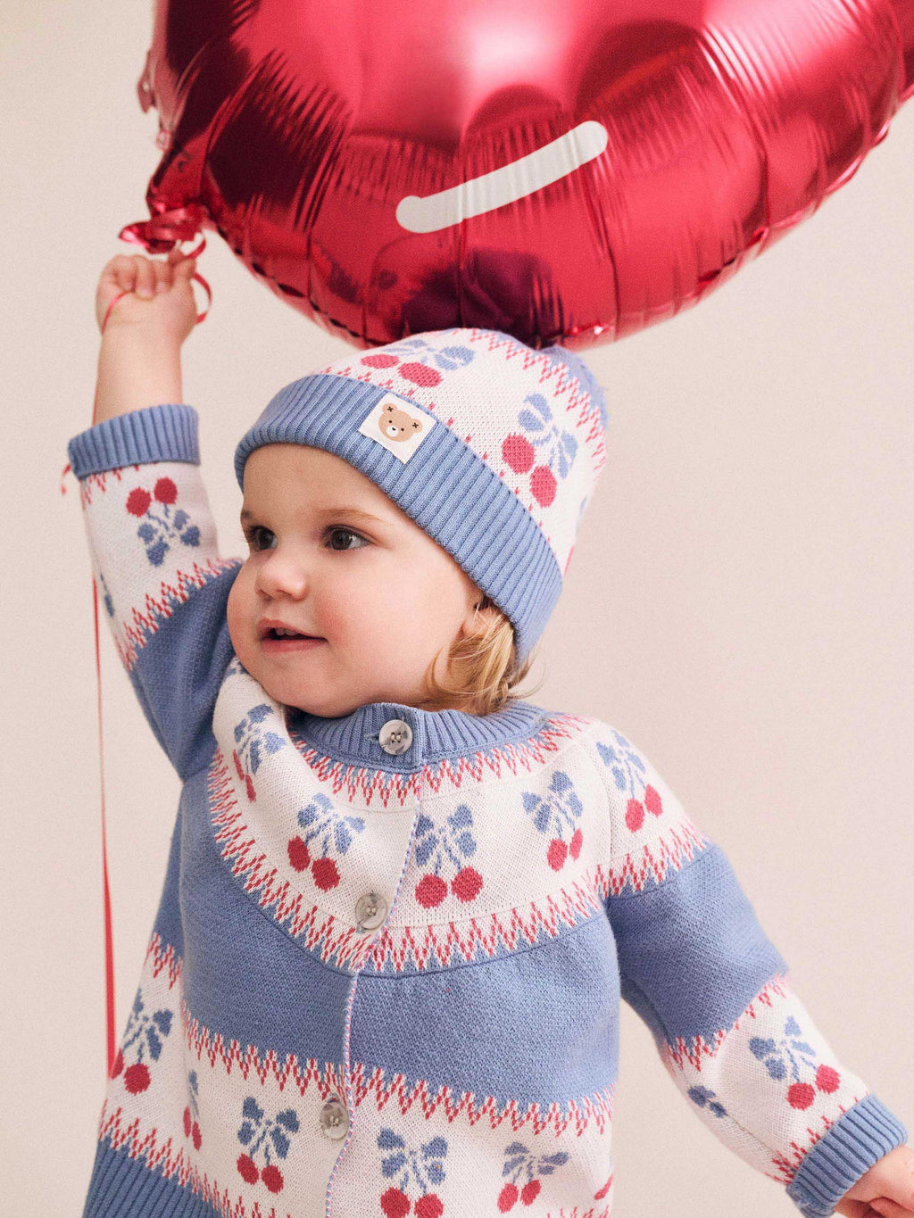 Folk Cherry Bow Cardi - Bijou Blue