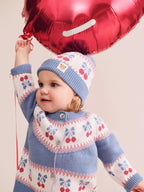 Folk Cherry Bow Cardi - Bijou Blue