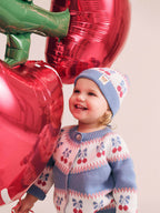 Folk Cherry Bow Cardi - Bijou Blue