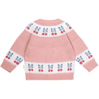 Folk Cherry Bow Cardi - Dusty Pink