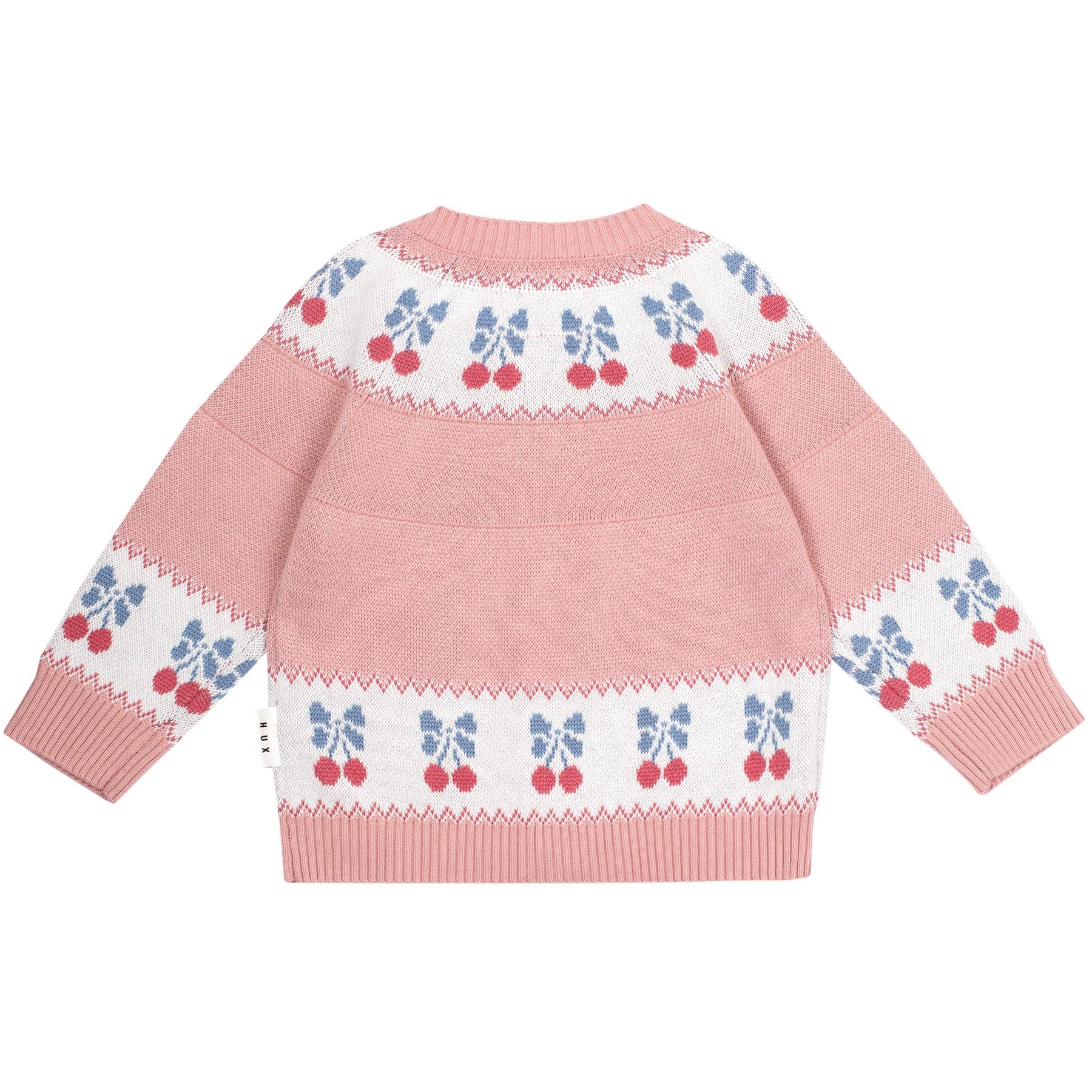 Folk Cherry Bow Cardi - Dusty Pink