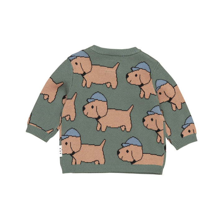 Huxbaby Dog Knit Jumper - Light Spruce