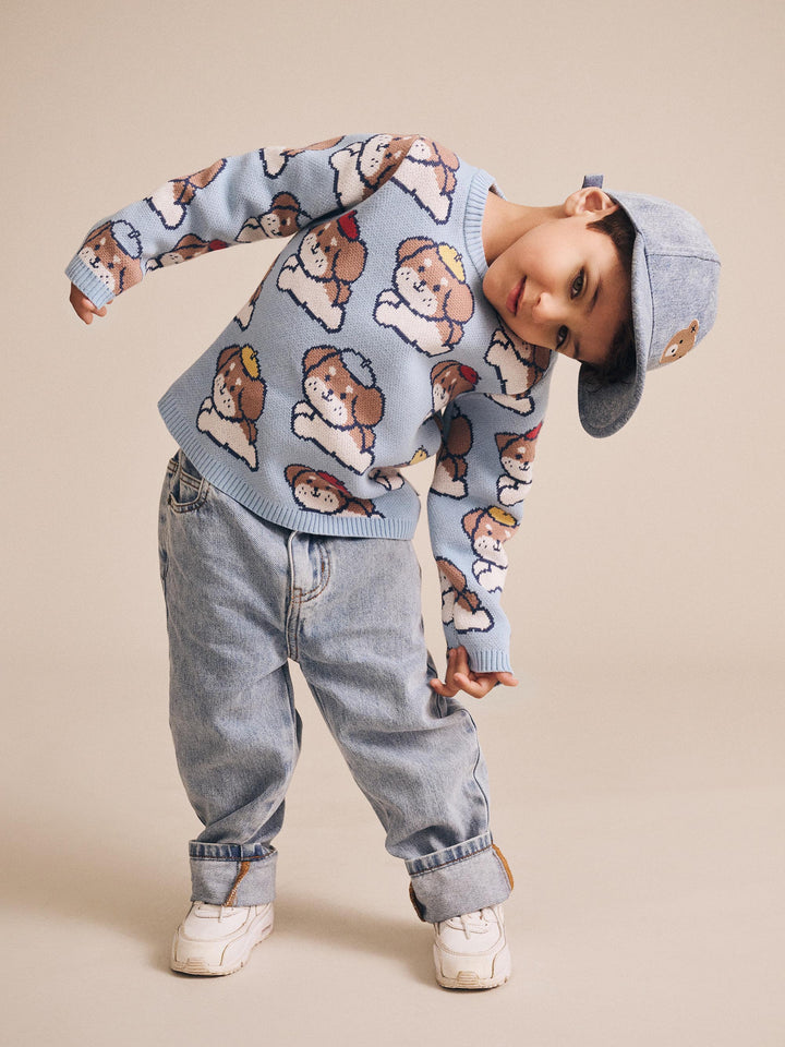 Huxbaby Parisian Painter Pup Knit Pullover