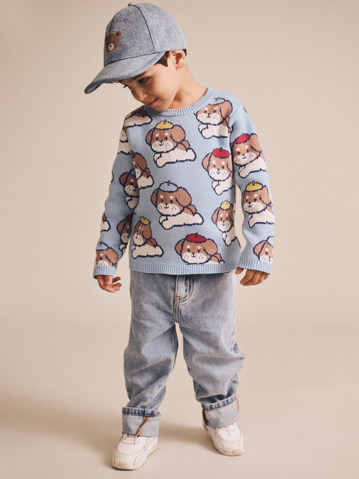 Huxbaby Parisian Painter Pup Knit Pullover