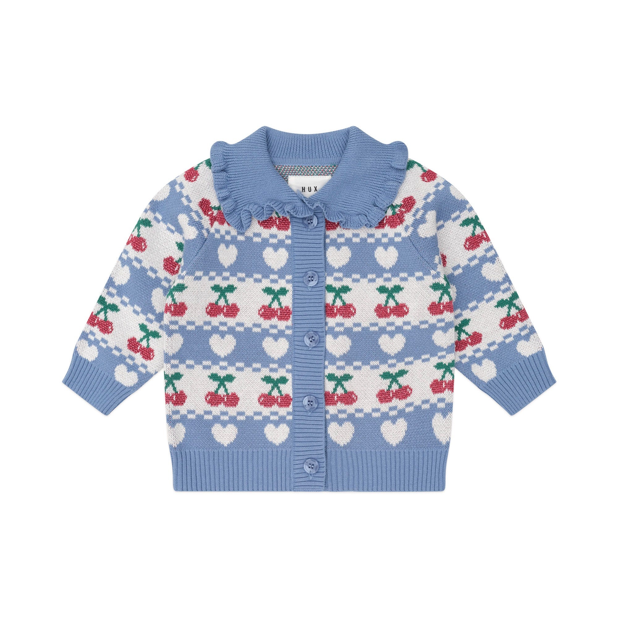 Cherry Heart Frill Collar Knit Cardi