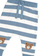 Furry Hux Stripe Drop Crotch Pant - Cornflower/Ecru