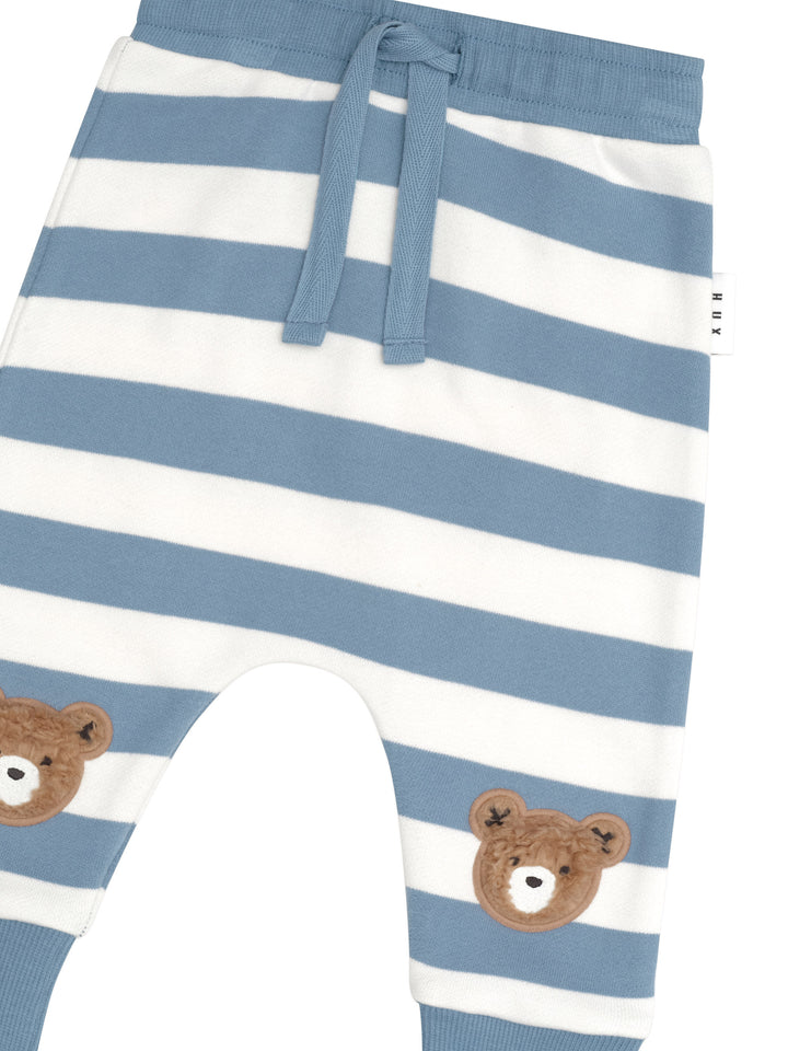 Huxbaby Furry Hux Stripe Drop Crotch Pant - Cornflower/Ecru