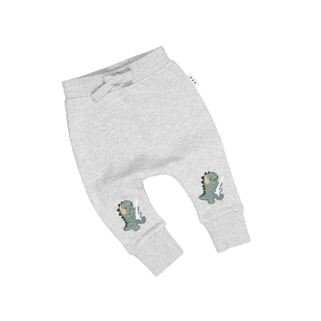 Huxbaby Furry Dino Drop Crotch Pant - Grey Marle