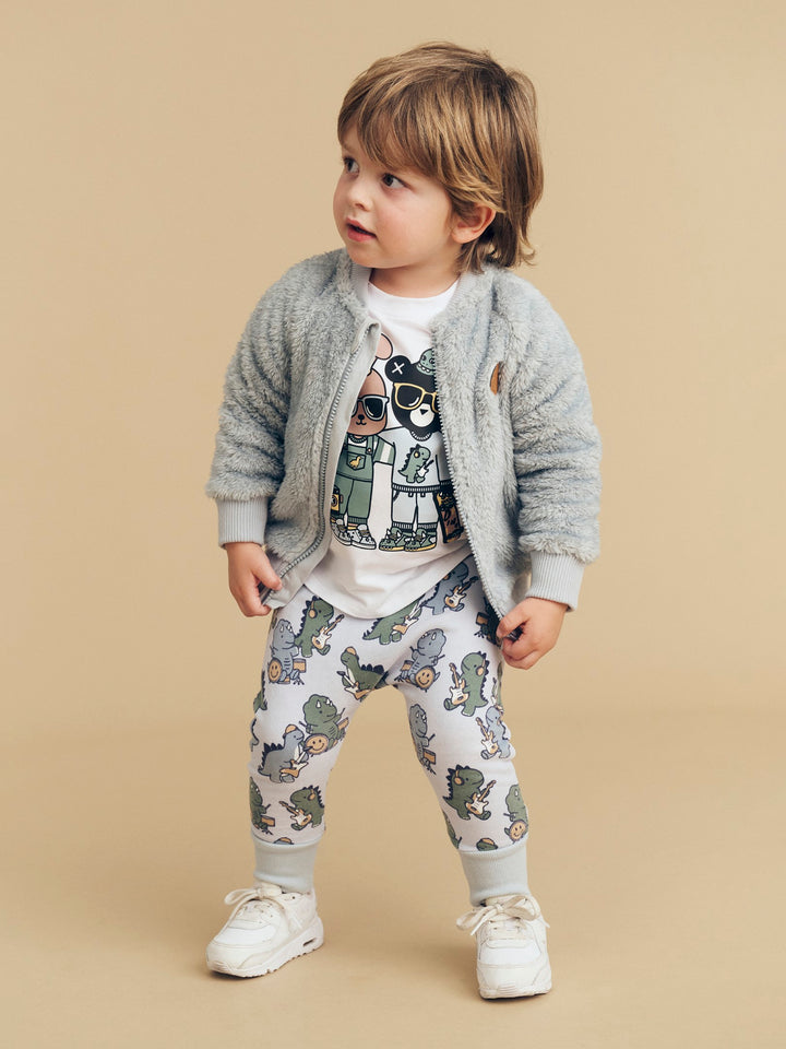 Huxbaby Dino Band Drop Crotch Pant - Slate