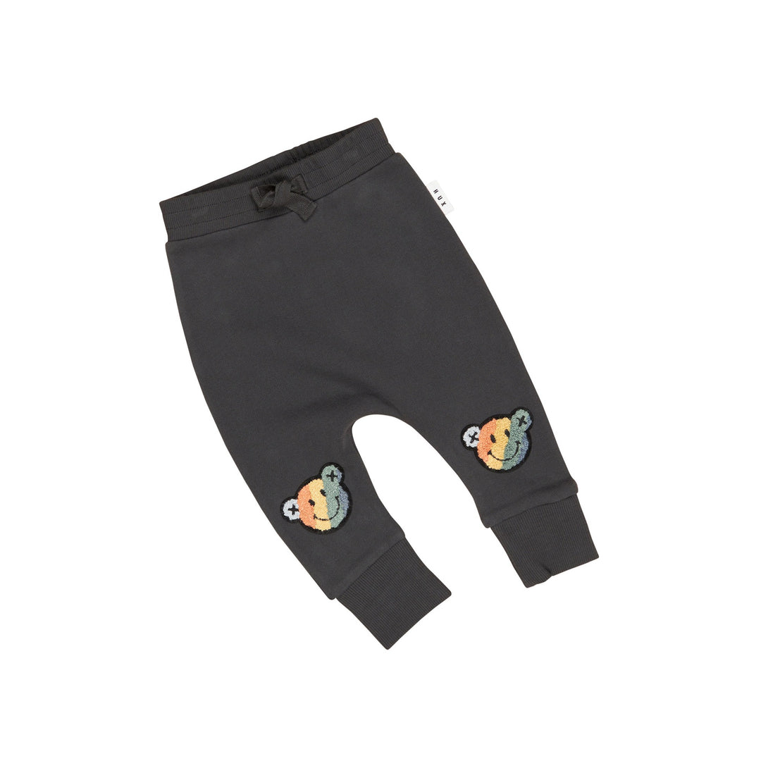 Huxbaby Smiley Rainbow Drop Crotch Pant - Soft Black