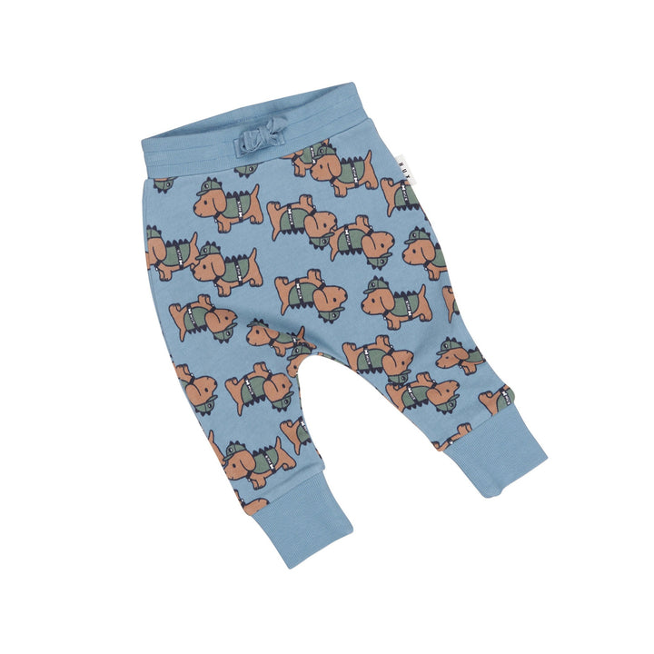 Huxbaby Dino Dog Drop Crotch Pant - Mountain Blue