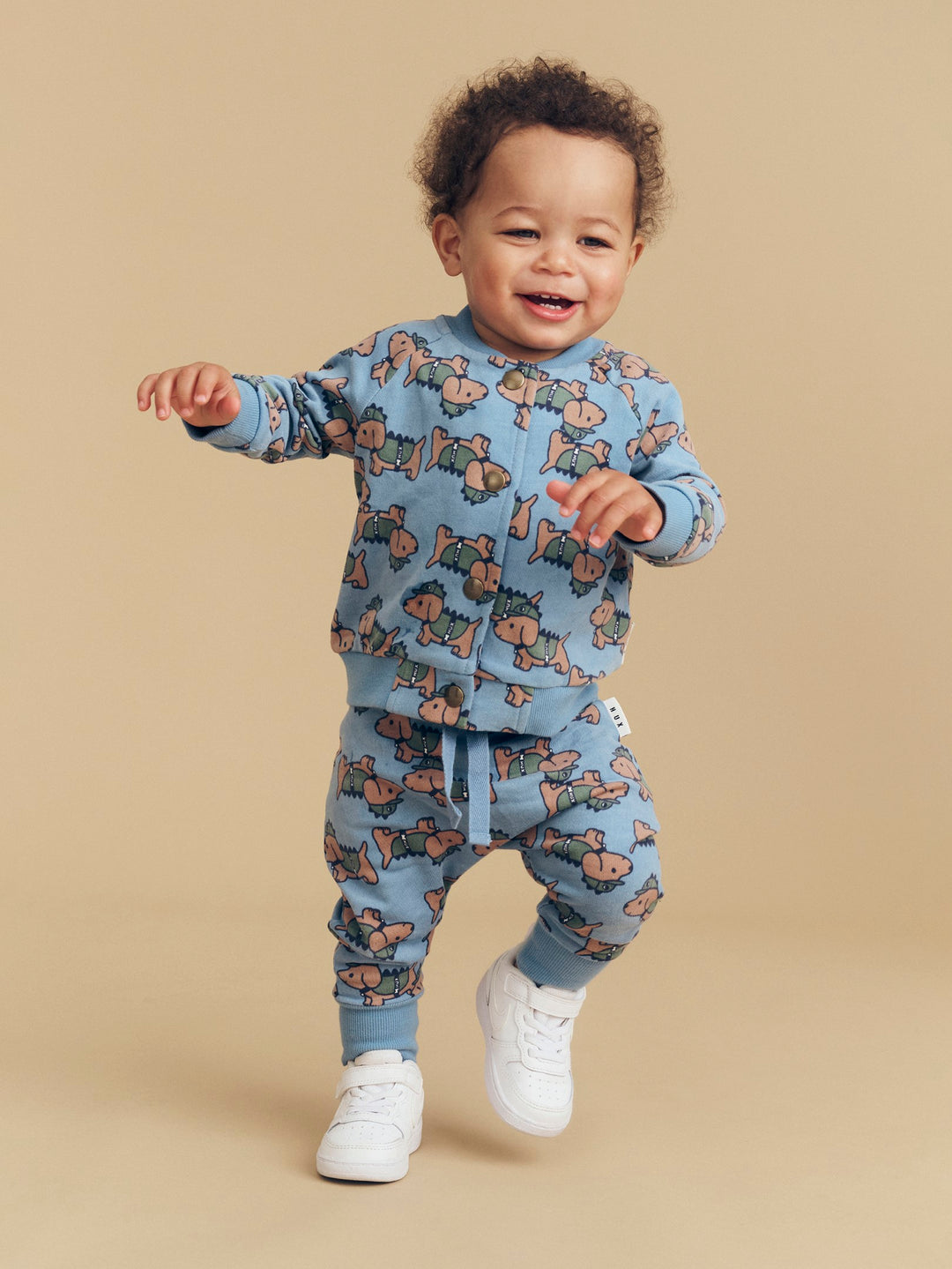 Huxbaby Dino Dog Drop Crotch Pant - Mountain Blue