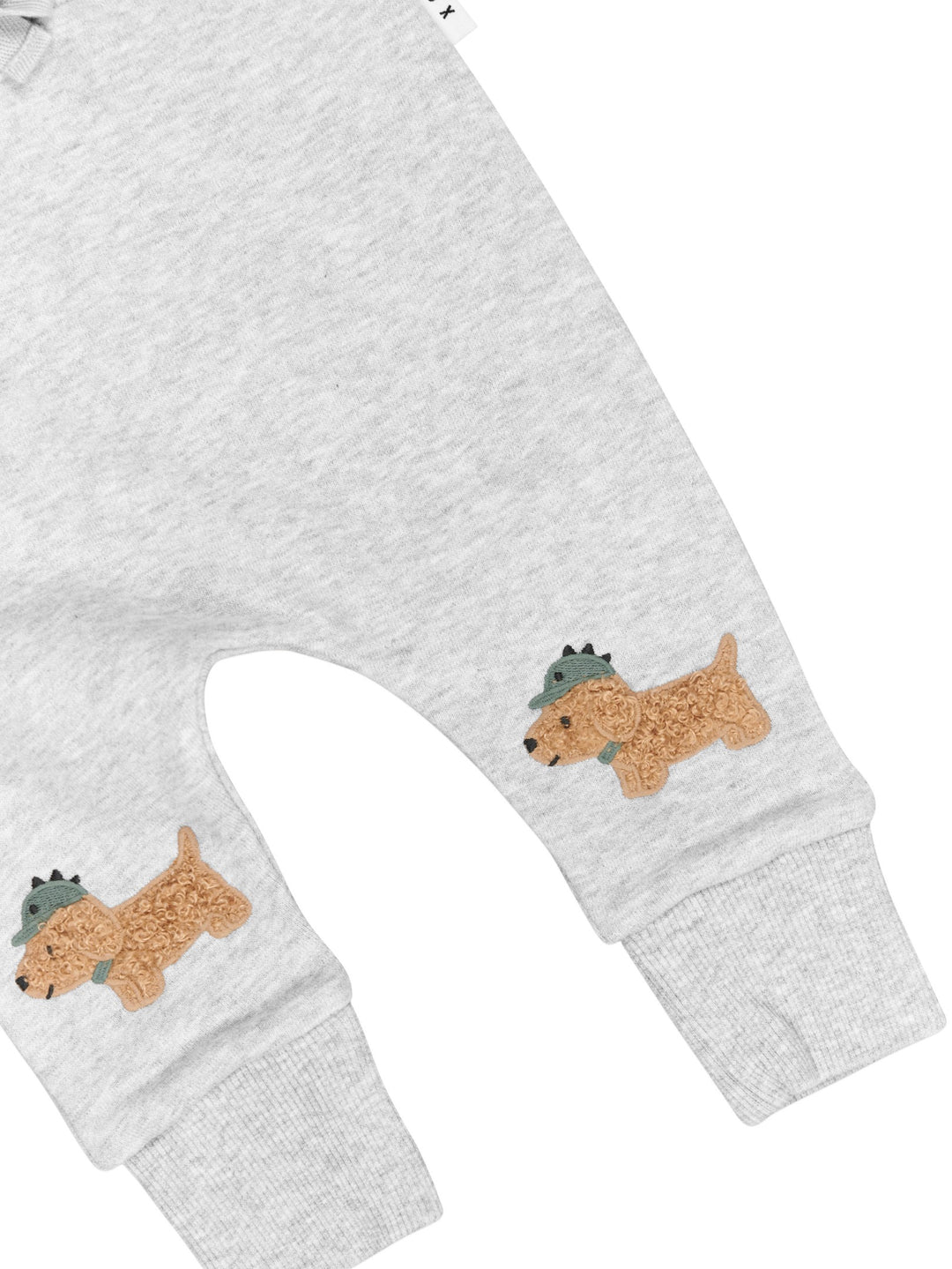 Huxbaby Furry Dino Dog Drop Crotch Pant - Grey Marle