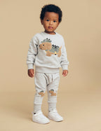Furry Dino Dog Drop Crotch Pant - Grey Marle