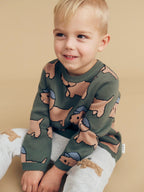 Furry Dino Dog Drop Crotch Pant - Grey Marle