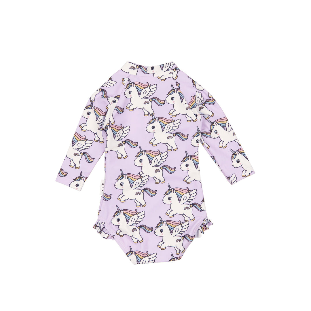 Huxbaby Magical Unicorn Zip Swimsuit - Bright Orchid