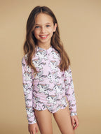 Magical Unicorn Zip Swimsuit - Bright Orchid