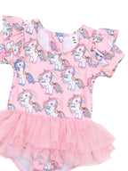 Rainbow Unicorn Frill Ballet Swimsuit - Candy
