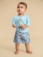 Construction Dinos Swim Short - Bright Blue