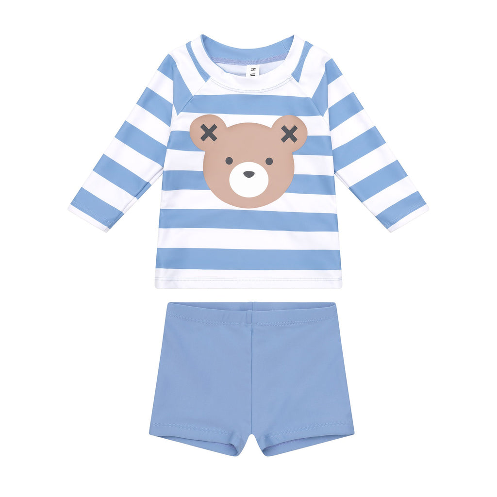 Huxbear Stripe Swim Set - Cornflower
