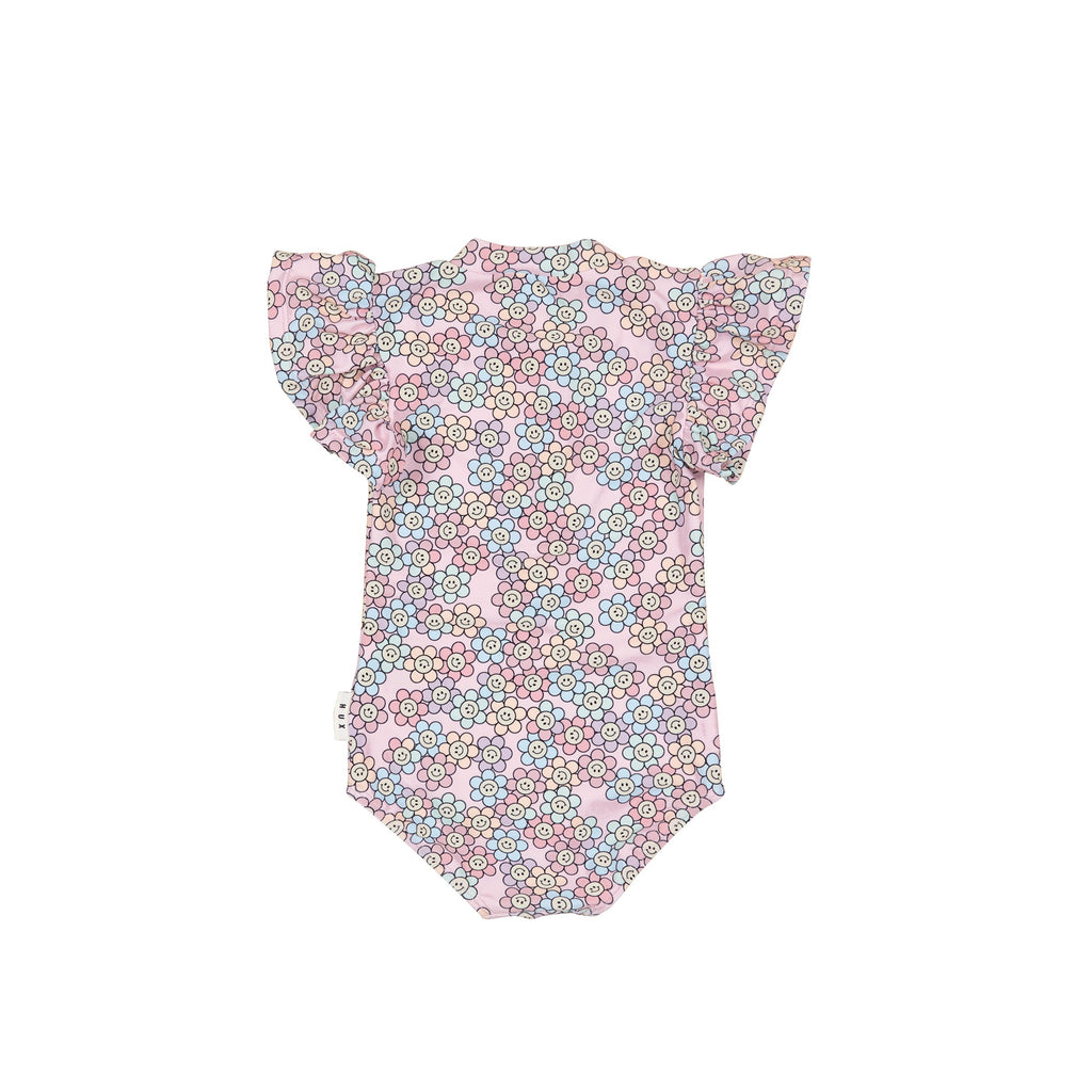 Huxbaby Rainbow Daisy Frill Zip Swimsuit - Multi